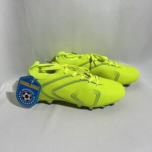 brooman Kids Firm Ground Soccer Cleats Boys Girls Football Shoes New sz 3.5 Lime